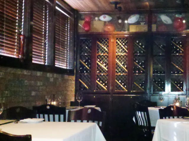 The interior dining room of a steakhouse restaurant.