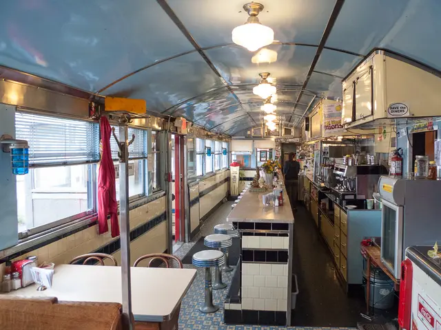 The interior seating area of a classic diner.
